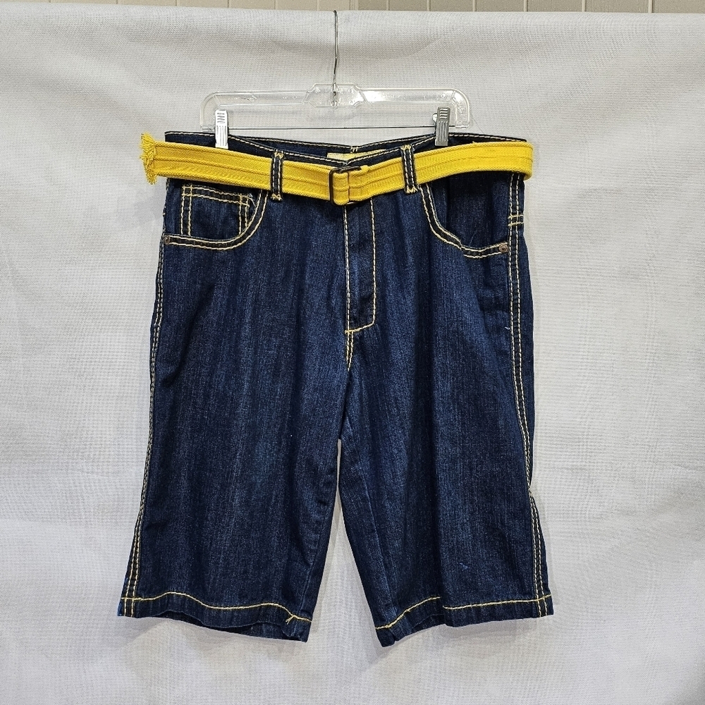 JLT Premium Baggy Denim Blue Yellow Skate Shorts 100% Cotton Size 38